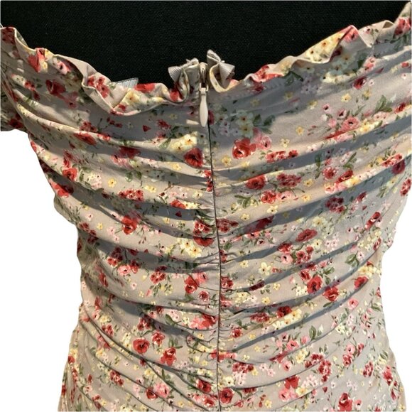 ASTR Shirred Flutter Floral Feminine Summer Party Ruched Mini Dress Size Small - Picture 5 of 11